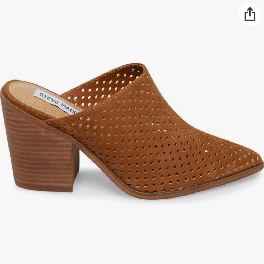 𝅺Steve Madden Sully Mule Cognac Suede Sz 7.5